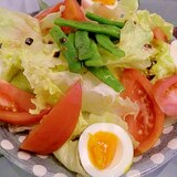 インゲン・トマト・茹で卵のサラダ